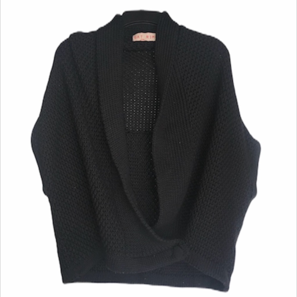 Gat Rimon black chunky knit shrug gilet vest